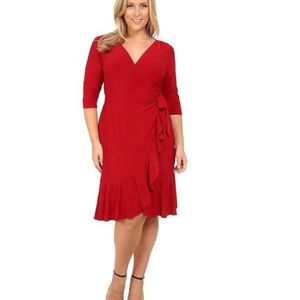 Kiyonna Whimsy Wrap Dress Red Size 3X EUC